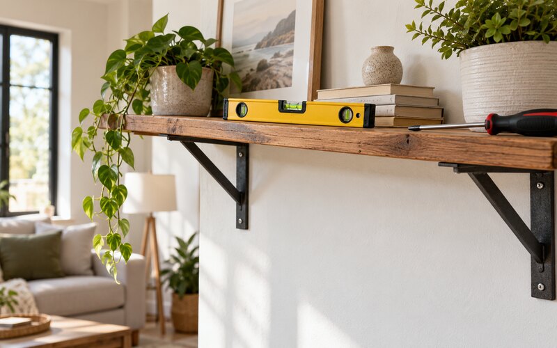 Konsolları kontrol edilen ahşap duvar rafı