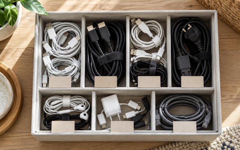 Etiketlenerek düzenlenen elektronik kablolar