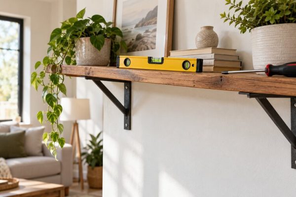 Konsolları kontrol edilen ahşap duvar rafı