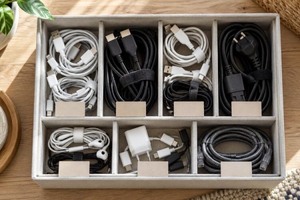 Etiketlenerek düzenlenen elektronik kablolar