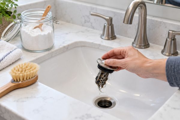 Kötü koku gelen lavabo giderinin temizlenmesi